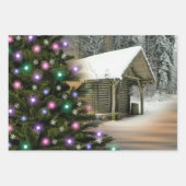 Rustic Cabin Kerstmis Inpakpapier Vel (Voorkant)