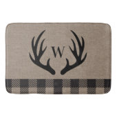 Rustic Cabin Lodge Antlers Monogrammed Bath Mat (Voorkant)