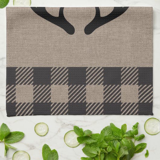 Rustic Cabin Lodge Antlers Monogrammed Hand Towel Theedoek (Gevouwen)