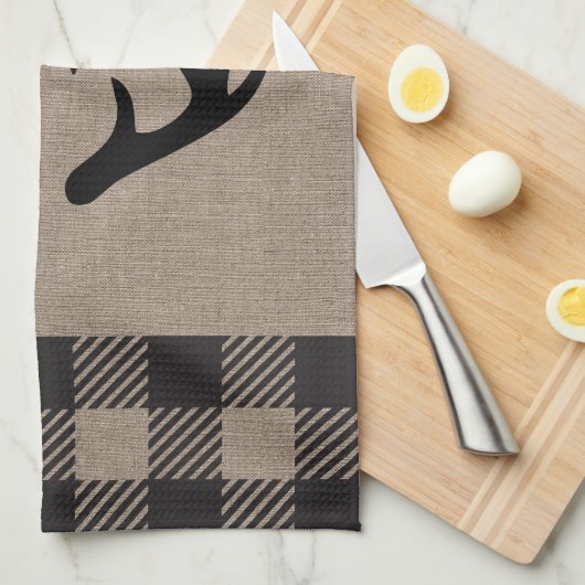 Rustic Cabin Lodge Antlers Monogrammed Hand Towel Theedoek (Quarter Fold)