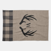 Rustic Cabin Lodge Antlers Monogrammed Hand Towel Theedoek (Horizontaal)