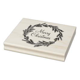 Rustic Cabin Merry Winter Wreath Gift Rubberstempel