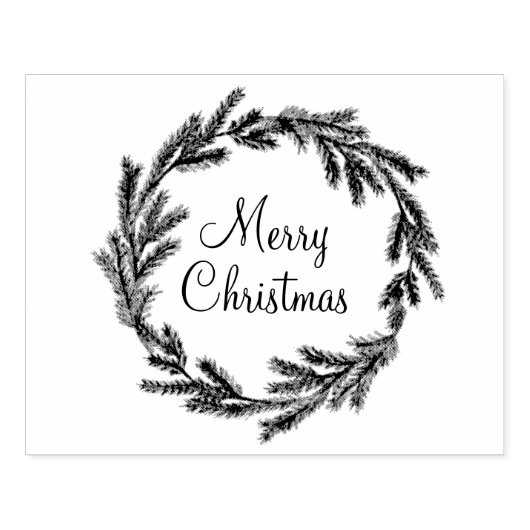 Rustic Cabin Merry Winter Wreath Gift Rubberstempel (Afrduk)