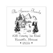 Rustic Cabin Mountain Sketch Return Address Zelfinktende Stempel (Design)