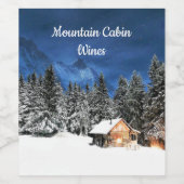 Rustic Cabin Mountain Uitzicht Wijn Etiket (Enkel label)