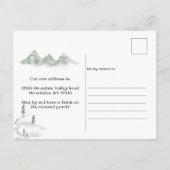 Rustic Cabin Mountains hebben we verplaatst | Aank Aankondigingskaart (Achterkant)