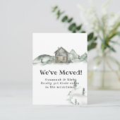 Rustic Cabin Mountains hebben we verplaatst | Aank Aankondigingskaart (Staand voorkant)