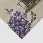 Rustic Cabin Paarse Floral Butterflies ontkoppelin Tissuepapier (Detail)