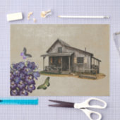 Rustic Cabin Paarse Floral Butterflies ontkoppelin Tissuepapier (Craft)