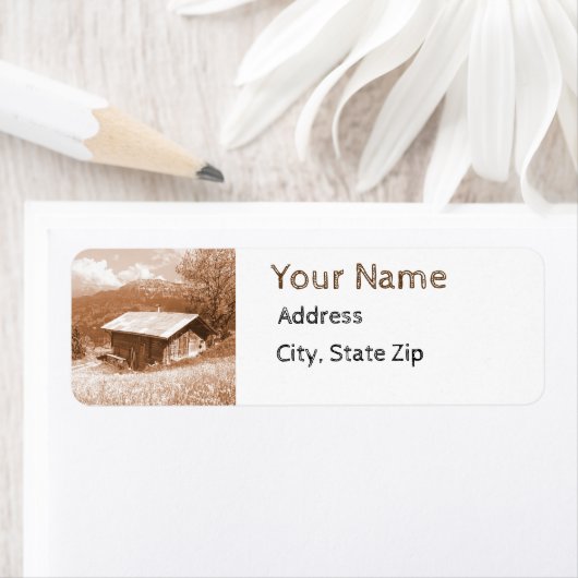 Rustic Cabin Return-adreslabels Etiket (Insitu)