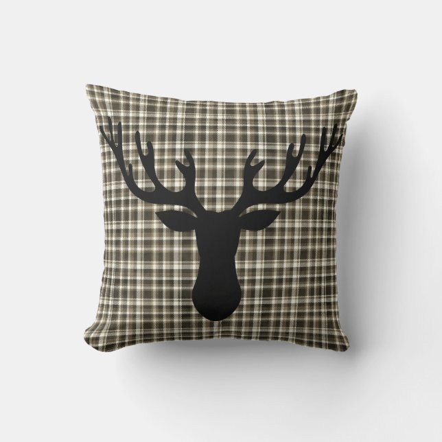 Rustic Cabin Small Pset Pattern Deer Silhouette Kussen (Voorkant)