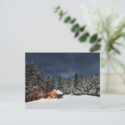 Rustic Cabin Snow Briefkaart (Staand voorkant)