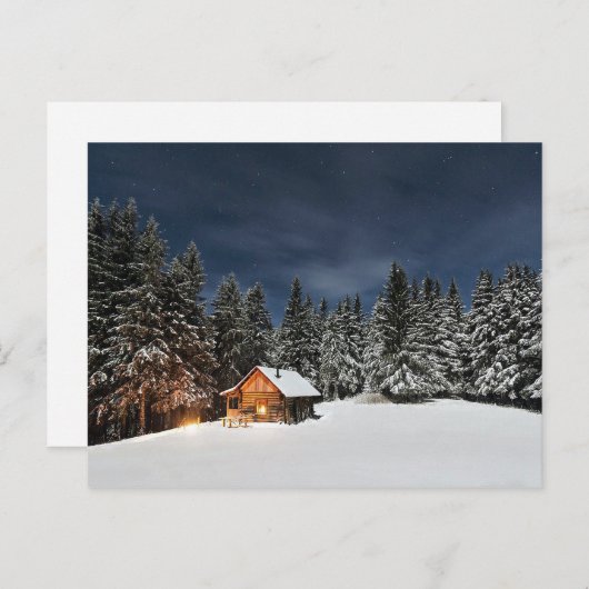 Rustic Cabin Snow Briefkaart (Voorkant / Achterkant)