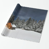 Rustic Cabin Snow Cadeaupapier (Uitgerold)