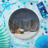 Rustic Cabin Snow Papieren Bordje (Feest)