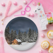 Rustic Cabin Snow Papieren Bordje (Feest)
