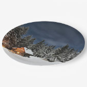 Rustic Cabin Snow Papieren Bordje (Gekanteld)