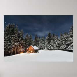 Rustic Cabin Snow Poster