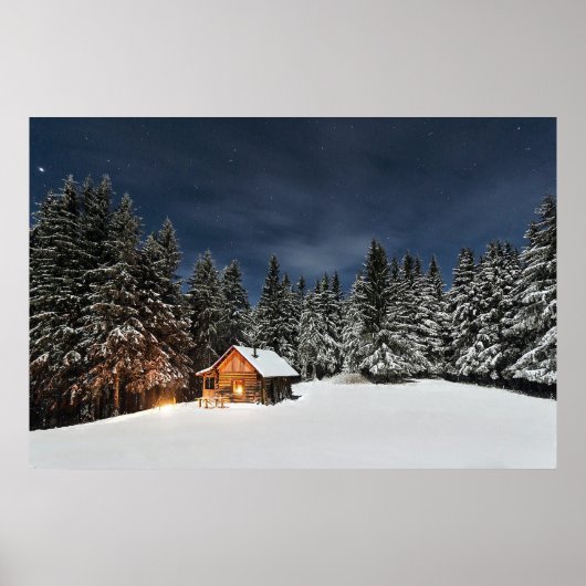 Rustic Cabin Snow Poster (Voorkant)