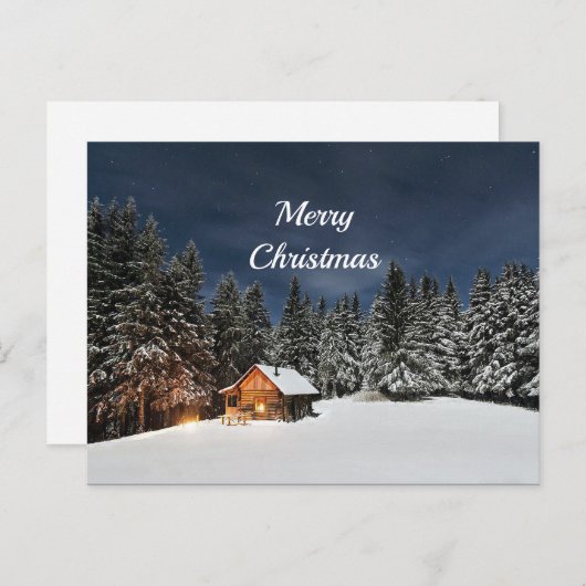 Rustic Cabin Snow Winter Kerstmis Briefkaart (Voorkant / Achterkant)