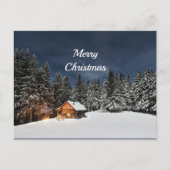 Rustic Cabin Snow Winter Kerstmis Briefkaart (Voorkant)