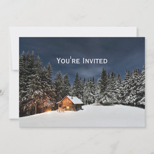 Rustic Cabin Snow Winter Kerstmis Kaart (Voorkant)