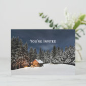 Rustic Cabin Snow Winter Kerstmis Kaart (Staand voorkant)