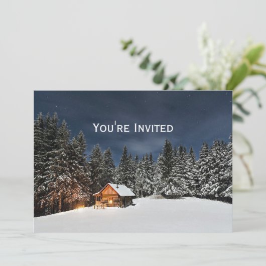 Rustic Cabin Snow Winter Kerstmis Kaart (Staand voorkant)