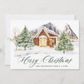 Rustic Cabin Snowy Mountain Christmas Non-Photo Feestdagenkaart (Voorkant)