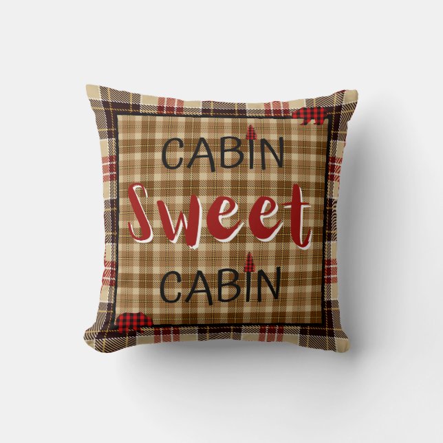 Rustic Cabin Sweet Cabin Scotch Pset Kussen (Voorkant)