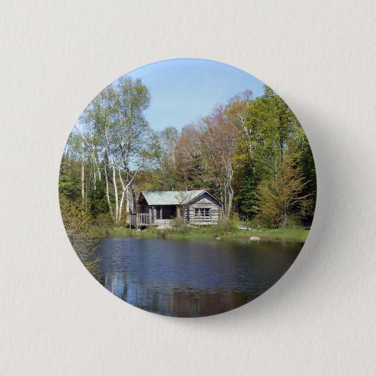 Rustic Cabin Water Scene Ronde Button 5,7 Cm (Voorkant)