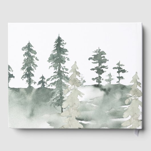 Rustic Cabin Waterverf Forest Green Welkom Gastenboek (Achterkant)