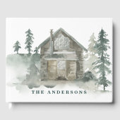 Rustic Cabin Waterverf Forest Green Welkom Gastenboek (Voorkant)