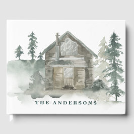 Rustic Cabin Waterverf Forest Green Welkom Gastenboek