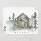 Rustic Cabin Waterverf Verplaatst Nieuw Adres Briefkaart (Voorkant / Achterkant)