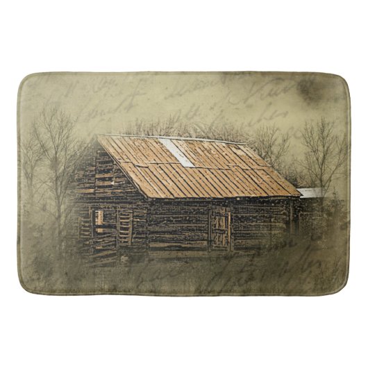 Rustic Cabin  Weathered Briefkaart Badmat (Voorkant)