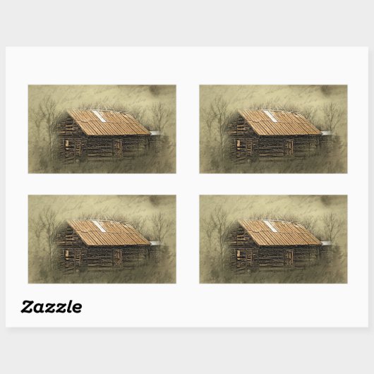 Rustic Cabin Weathered Briefkaart Rechthoekige Sticker (Vel)