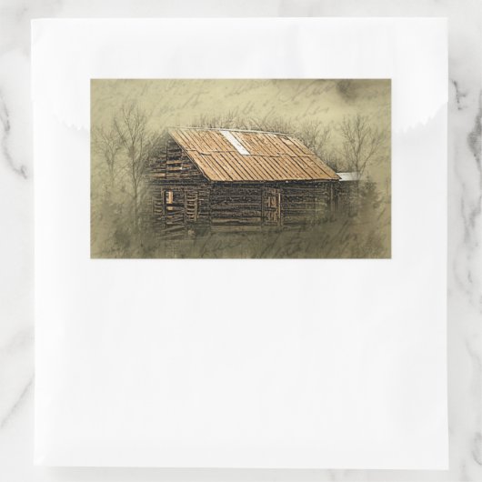 Rustic Cabin Weathered Briefkaart Rechthoekige Sticker (Tas)