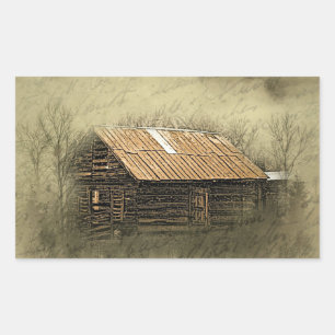Rustic Cabin Weathered Briefkaart Rechthoekige Sticker