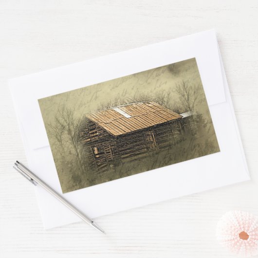 Rustic Cabin Weathered Briefkaart Rechthoekige Sticker (Envelop)