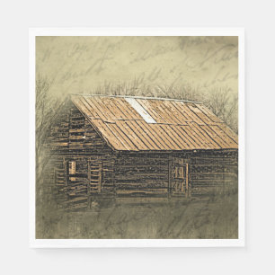 Rustic Cabin Weathered Briefkaart Servet