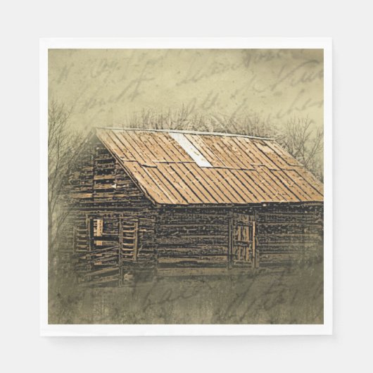 Rustic Cabin  Weathered Briefkaart Servet (Voorkant)