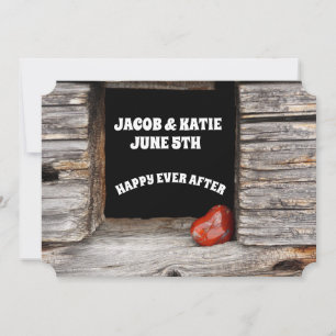 RUSTIC CABIN WEDDING INVITATIONS PERSONALISEERD KAART