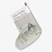 Rustic Cabin Winter Snow Woodland Forest Grote Kerstsok (Achterkant (Hangend))