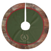 Rustic Cabin Wood Monogram Familienaam Kerstboom Rok (Voorkant)