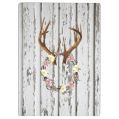 Rustic Cabin Wreath of Flowers op Antlers Design Klembord (Achterkant)