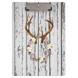 Rustic Cabin Wreath of Flowers op Antlers Design Klembord