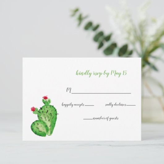 Rustic Cacti Wedding Invitation rsvp (Staand voorkant)