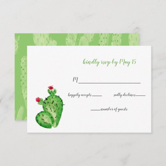Rustic Cacti Wedding Invitation rsvp (Voorkant / Achterkant)