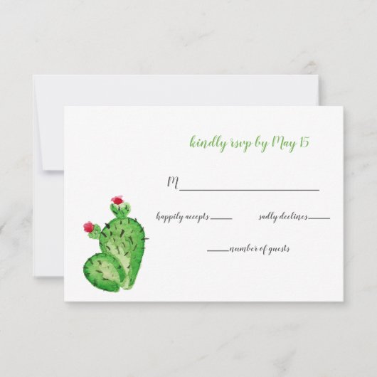Rustic Cacti Wedding Invitation rsvp Kaartje (Voorkant)